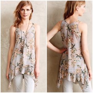 Anthropologie Maeve Floral Magda Ruffle Tunic XS